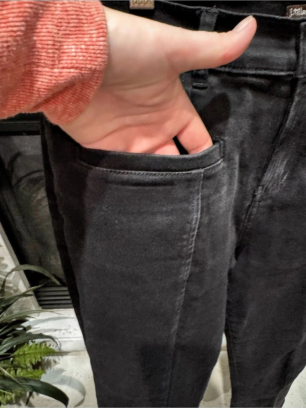 J. McLaughlin Emmie High Rise Front Seam Black Straight Jeans - Picture 4 of 8